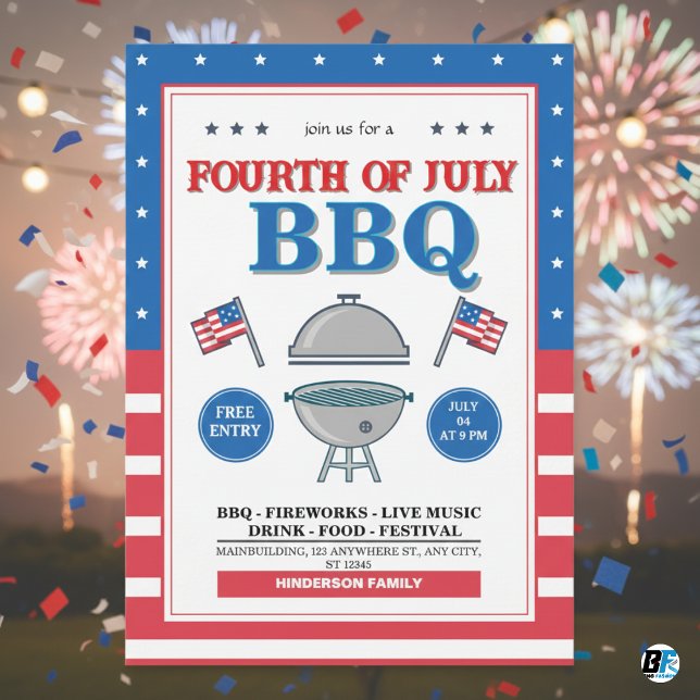 Invitación 4 de julio, Patriotic Fireworks BBQ Fiesta (Subido por el creador)