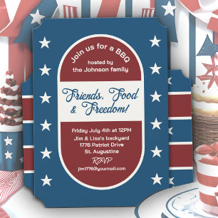 Invitación 4 de julio Patriótico Freedom Backyard Fiesta de b