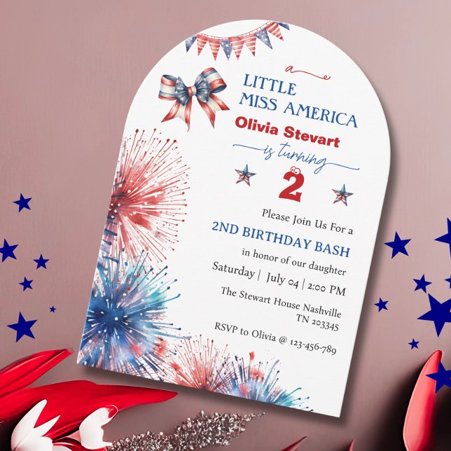 Invitación 4 de julio Pequeña señorita América Segundo cumple (Subido por el creador)