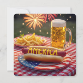 Invitación 4 de julio Perro caliente estadounidense