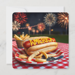 Invitación 4 de julio Perro caliente estadounidense