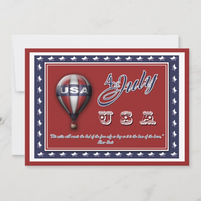 Invitación 4 de julio PERSONALIZABLE del fiesta del "Día de (Anverso)