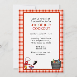 Invitación 4 De Julio Picnic/Cookout