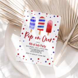 Invitación 4 de julio pop sobre copas de hielo azul rojo