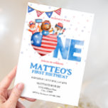 Invitación 4 de julio, primer cumpleaños<br><div class="desc">¿Listo para celebrar el primer cumpleaños de tu pequeña de una manera grande? ¡Nuestra plantilla de invitación del 4 de julio del primer cumpleaños es justo lo que necesitas para difundir la palabra! Este diseño patriótico cuenta con estrellas, rayas y todo lo rojo, blanco y azul. Lo mejor de todo,...</div>
