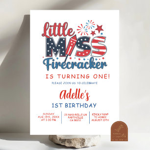 Invitación 4 de julio Primer cumpleaños de la pequeña Miss Fi