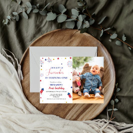 Invitación 4 de julio Primer cumpleaños de Little Firecracker