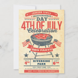 Invitación 4 de julio Reunión de la Familia BBQ Grill