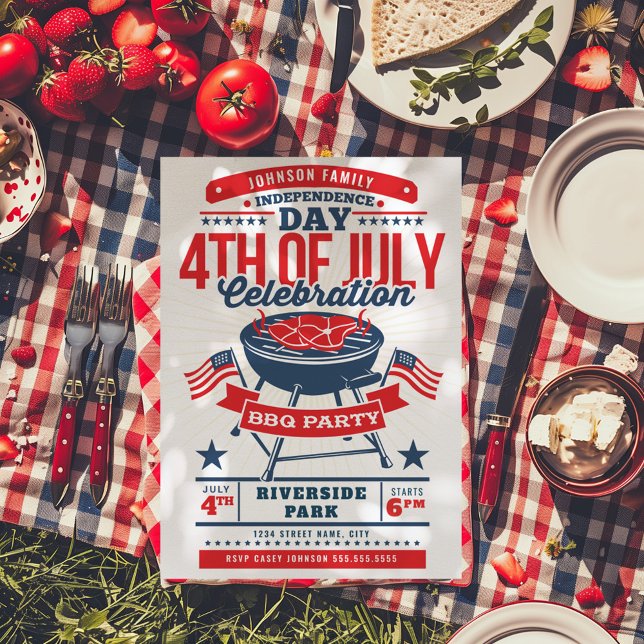 Invitación 4 de julio Reunión de la Familia BBQ Grill (Subido por el creador)