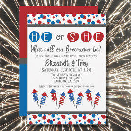 Invitación 4 De Julio Revelación De Género De Bebés De Firecr