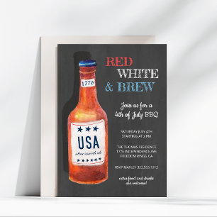 Invitación 4 de julio Rojo Blanco Brew BBQ Chalkboard