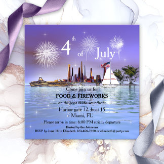 Invitación 4 de julio Vela o Fuegos artificiales de crucero