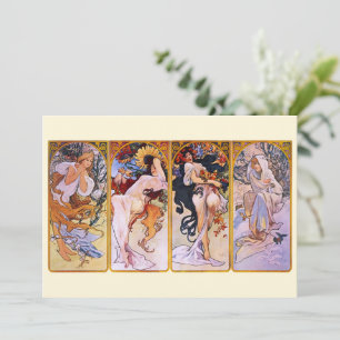 Invitación 4 Estaciones de Alphonse Mucha, Arte Antiguo Moder
