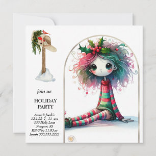 Invitación *~* 4 Fantasía dulce mujer Elf sentada