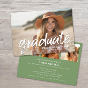 Invitación 4 Foto de moda - Partido Verde de Graduación