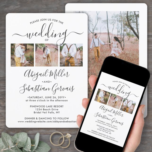 Invitación 4 Fotografía Simple Caligrafía Moderna Boda Elegan (Subido por el creador)