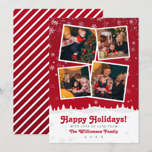 Invitación 4 Fotos Árboles de Navidad rojos y blancos y nie