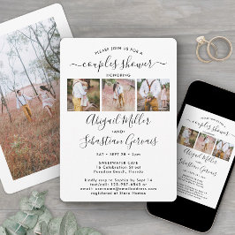 Invitación 4 Fotos Parejas Despedida de Soltera Chic Moderno