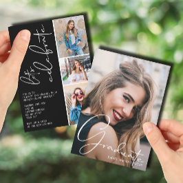 Invitación 4 Graduación de Collage de fotos Negro