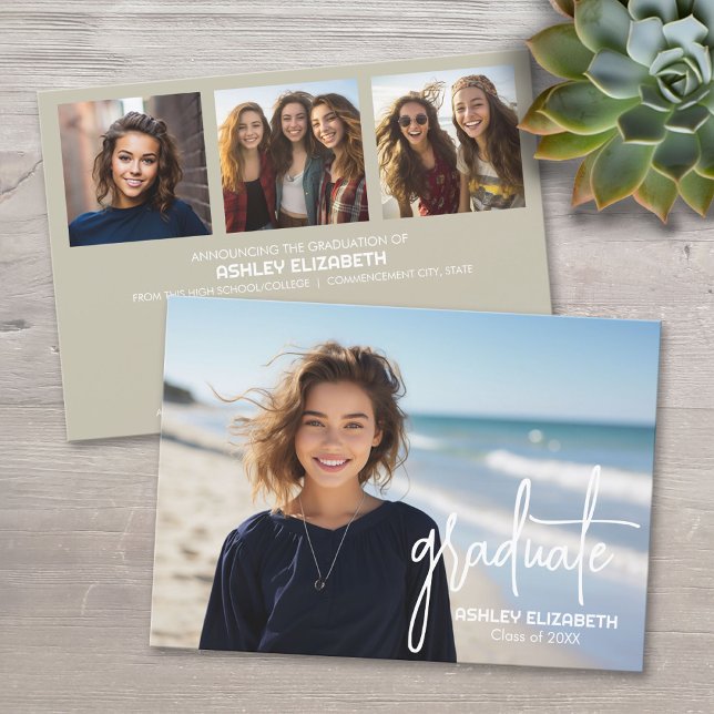 Invitación 4 Graduación moderna de moda fotográfica (Custom Graduation Announcement)