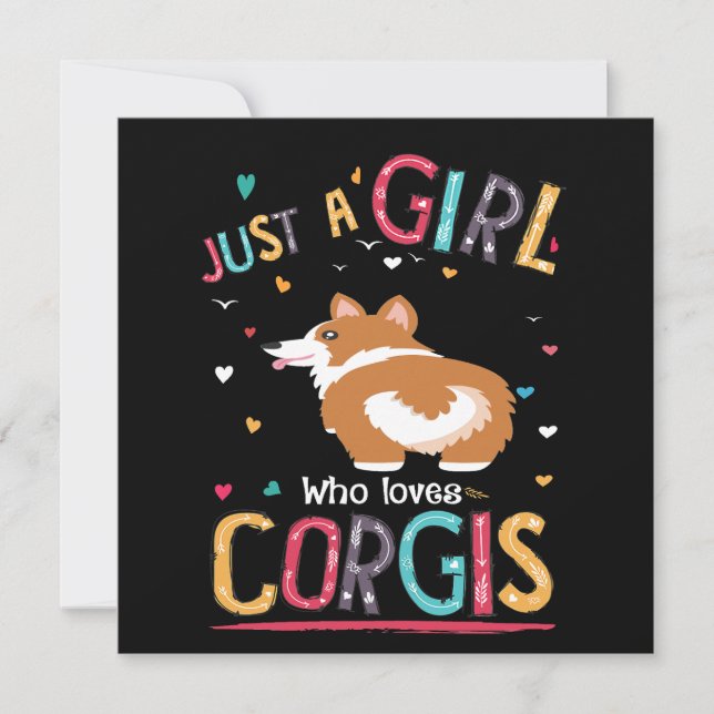 Invitación 4 Just A Girl Who Loves Corgi (Anverso)