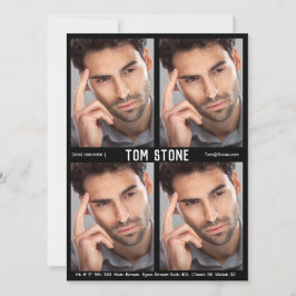 Invitación 4 Modelo de fotografía Actor Comp Card Black Templ