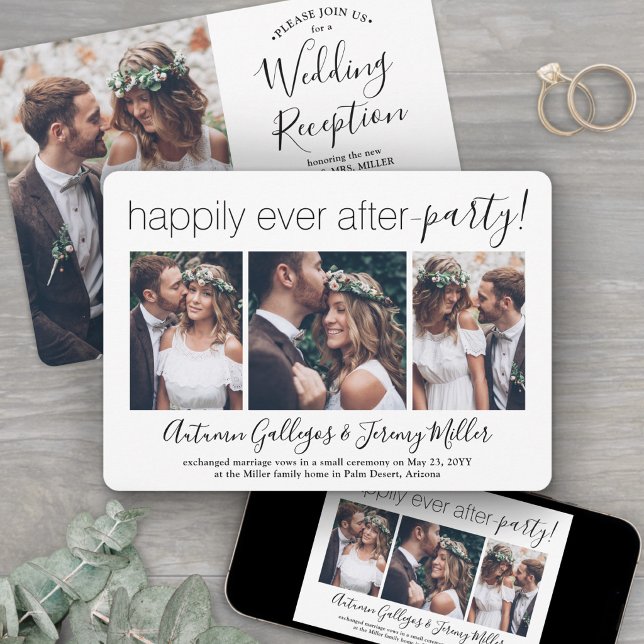 Invitación 4 Photo Happily Ever After Party Wedding Reception (Subido por el creador)