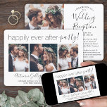 Invitación 4 Photo Happily Ever After Party Wedding Reception<br><div class="desc">Invite family and friends to a simply elegant reception-only wedding celebration with this stylish modern 4 photo collage invitation. All wording is simple to personalize for a vow renewal ceremony, sequel wedding, 1st anniversary, post-elopement or dinner party. Customize it to include any details of your choice, such as marriage date,...</div>