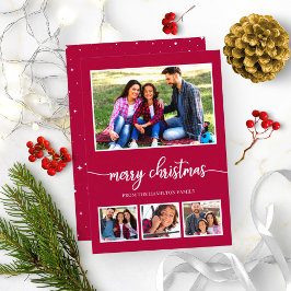 Invitación 4 Photos Collage Merry Christmas Modern Holidays