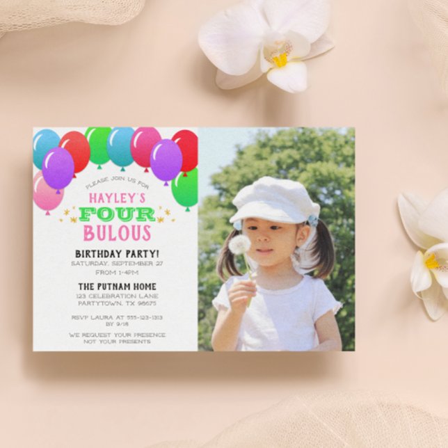 Invitación 4ta foto del rosa del globo del cumpleaños de (Subido por el creador)