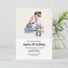 Invitación 4th Birthday Invitation Minimalist - Number 4