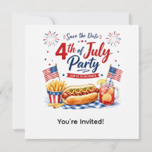  4th July Save the Date  Independence Day party  