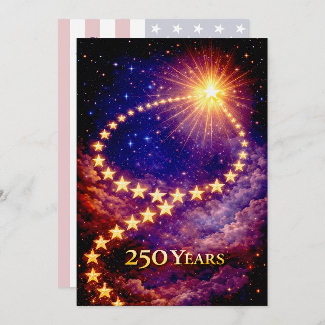 Invitación 4th of July 50 Stars 250 Years USA BBQ Party (Anverso / Reverso)