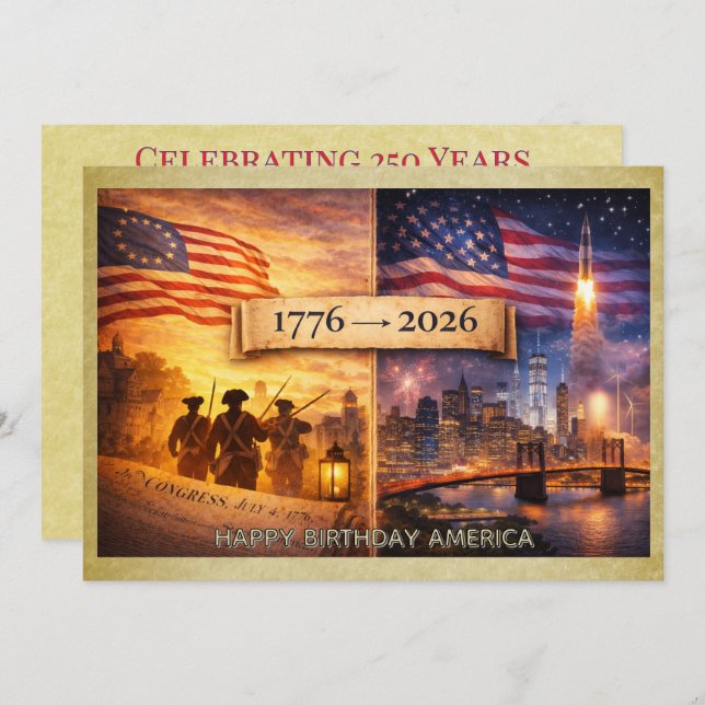 Invitación 4th of July America 1776 to 2026 USA 250th Party (Anverso / Reverso)