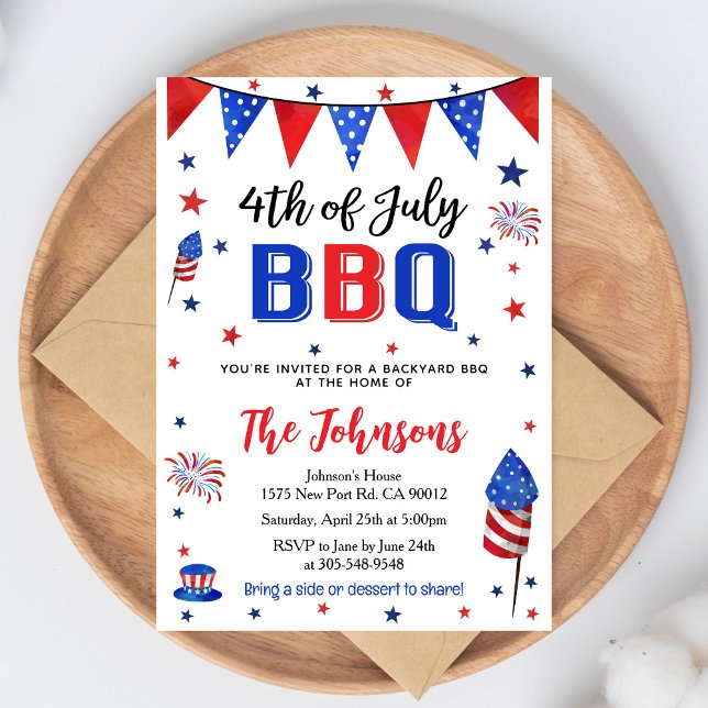 Invitación 4th of July Backyard BBQ Invitation (Subido por el creador)