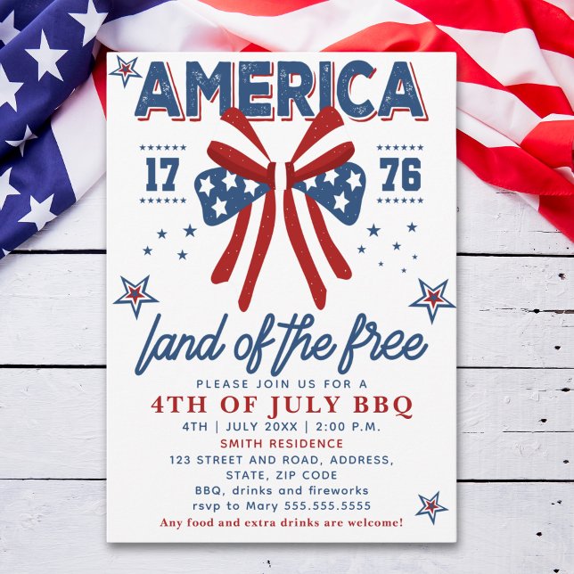 Invitación 4th of July BBQ - America Land of the Free (Subido por el creador)