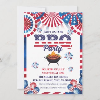 Invitación 4th Of July BBQ Invitation, Party In USA Invite