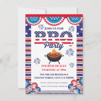 Invitación 4th Of July BBQ Invitation, Party In USA Invite