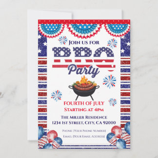 Invitación 4th Of July BBQ Invitation, Party In USA Invite