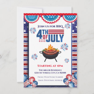 Invitación 4th Of July BBQ Invitation, Party In USA Invite