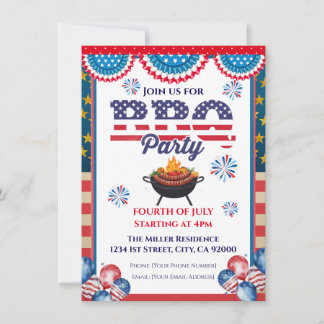 Invitación 4th Of July BBQ Invitation, Party In USA Invite