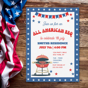 Invitación 4th of July BBQ Party – ALL AMERICAN BBQ