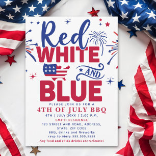 Invitación 4th of July BBQ - Red, White, and Blue Celebration