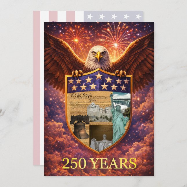 Invitación 4th of July Great American Eagle Shield 250th (Anverso / Reverso)