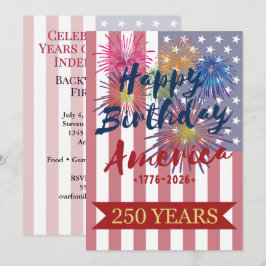 Invitación 4th of July Happy Birthday America USA 250th