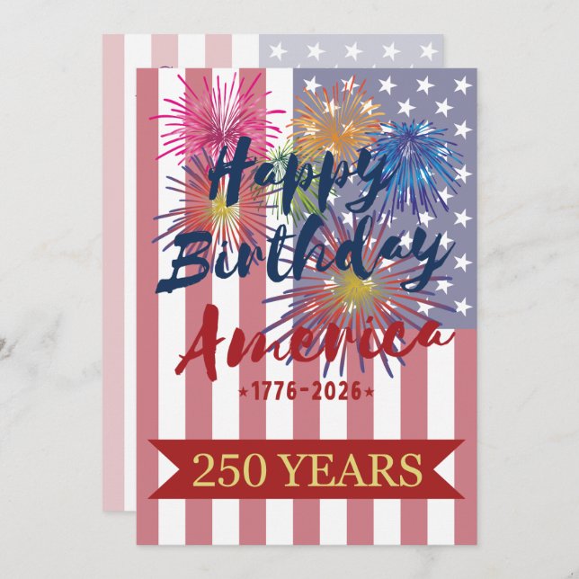 Invitación 4th of July Happy Birthday America USA 250th (Anverso / Reverso)