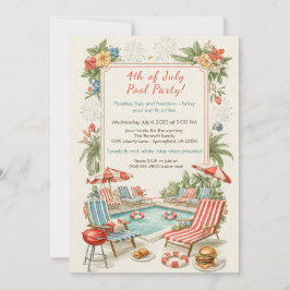 Invitación 4th of July Pool Party Invitation – Elegant Line