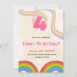 Invitación 4th Rainbow Girl Birthday Invitation   