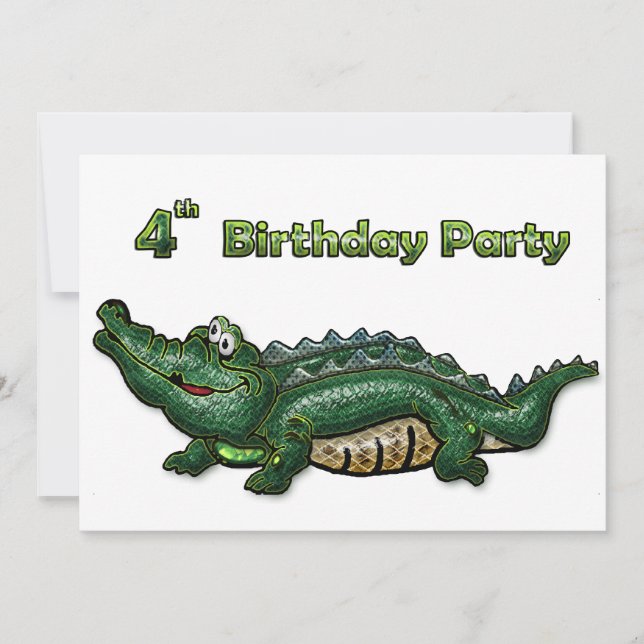 Invitación 4to cumpleaños de Gang Green Gator (Anverso)