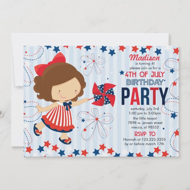 Invitación 4to de la fiesta de cumpleaños de julio para los (Anverso)